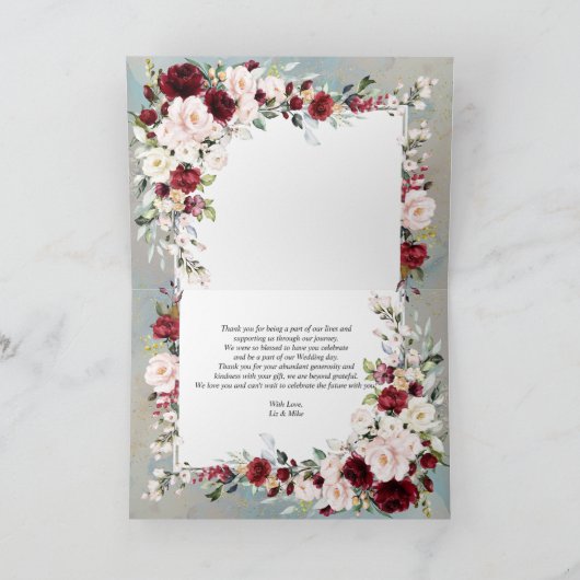 Dusty Blue Burgund Blush Blush Foto Hochzeit Karte (Innenseite)