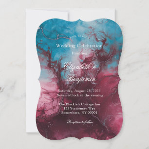 Dusty Blue Burgundy Alcohol Wedding Celebration Einladung