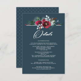 Dusty Blue | Burgundy Bloom Wedding Details Cards Einladung