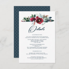 Dusty Blue | Burgundy Bloom Wedding Details Cards Einladung