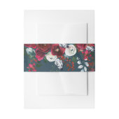 Dusty Blue | Burgundy Bloom Wedding Einladungsbanderole (Vorderseite Beispiel)