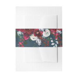 Dusty Blue | Burgundy Bloom Wedding Einladungsbanderole