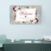 Dusty Blue Burgundy Blush Floral Elegante Hochzeit Banner (Messeveranstaltung)