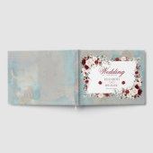 Dusty Blue Burgundy Blush Floral Elegante Hochzeit Gästebuch (Voll)