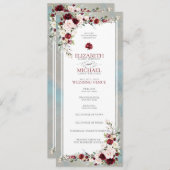 Dusty Blue Burgundy Blush Floral Wedding Program Programm (Vorne/Hinten)