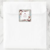 Dusty Blue Burgundy Blush Floral Wedding Sticker (Tasche)