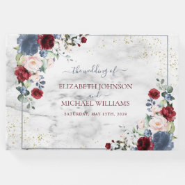 Dusty Blue Burgundy Blush Gold Floral Wedding Gästebuch