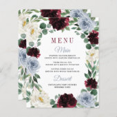 Dusty Blue Burgundy Boho Hochzeit im Herbst Menu C (Vorne/Hinten)