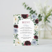 Dusty Blue Burgundy Boho Hochzeit im Herbst Menu C (Stehend Vorderseite)