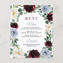 Dusty Blue Burgundy Boho Hochzeit im Herbst Menu C