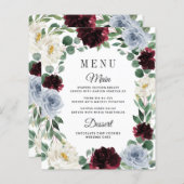 Dusty Blue Burgundy Boho Hochzeit im Herbst Menu C (Vorne/Hinten)