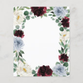 Dusty Blue Burgundy Boho Hochzeit im Herbst Menu C (Rückseite)