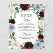 Dusty Blue Burgundy Boho Hochzeit im Herbst Menu C (Vorderseite)