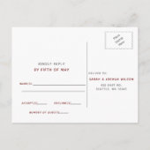 Dusty Blue Burgundy Fall Mushroom Wedding RSVP Einladungspostkarte (Rückseite)