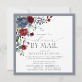 Dusty Blue Burgundy Floral Brautparty Mail Einladung (Vorderseite)