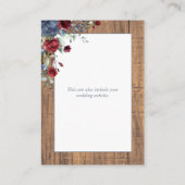 Dusty Blue Burgundy Floral Lace Holzdetails Begleitkarte (Rückseite)