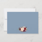 Dusty Blue Burgundy Floral Lights Lace RSVP Karte (Rückseite)