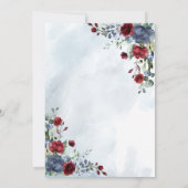 Dusty Blue Burgundy Floral Watercolor Script Invit Einladung (Rückseite)