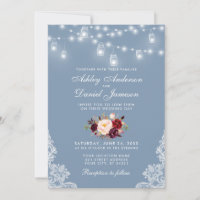 Dusty Blue Burgundy Floral Wedding Lights