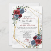 Dusty Blue Burgundy Geometric Shower by Mail Einladung (Vorderseite)