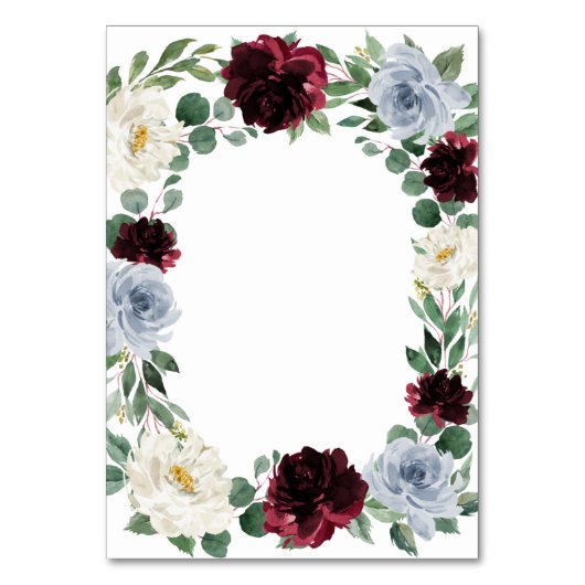 Dusty Blue Burgundy Hochzeit im Herbst Umschließun Tischnummer (Rückseite)