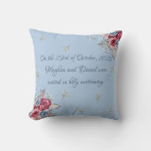 Dusty Blue, Burgundy & Pink Roses Wedding Kissen (Vorderseite)