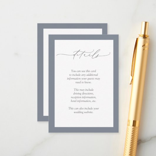 Dusty Blue Burgundy Red Floral Wedding Details Begleitkarte (Vorderseite/Rückseite Beispiel)