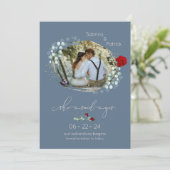 Dusty Blue Burgundy sagte Yes Foto Save The Date (Stehend Vorderseite)