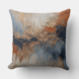 Dusty Blue Burnt Orange Marine Abstrakt Kissen