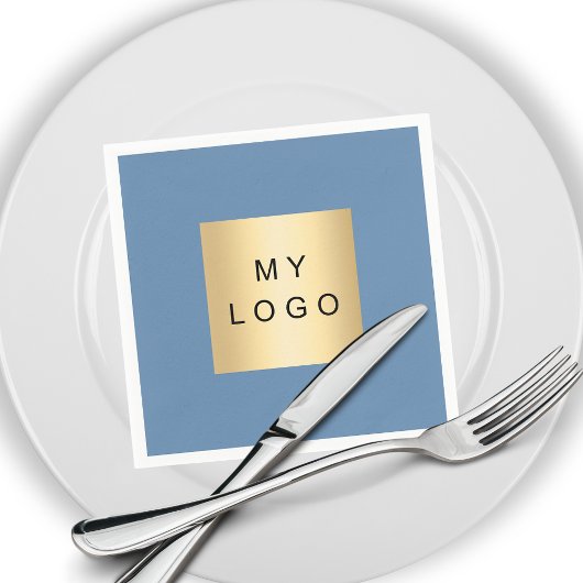 Dusty Blue Business Logo Serviette