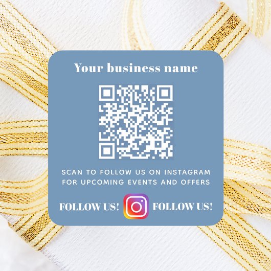 Dusty Blue Business Name qr Codeinstagramm Quadratischer Aufkleber