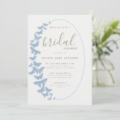 Dusty Blue Butterfly Boho Frame Brautparty Einladung (Stehend Vorderseite)