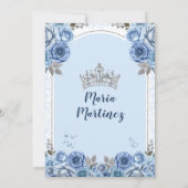 Dusty Blue Butterfly Prinzessin Silver Quinceañera Einladung (Rückseite)
