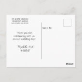 Dusty Blue Calligraphy 3 Foto Wedding Vielen Dank Postkarte (Rückseite)