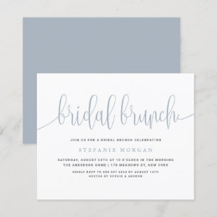 Dusty Blue Calligraphy Bridal Brunch Einladung