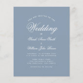 Dusty Blue Calligraphy Budget Hochzeit Einladung (Vorderseite)