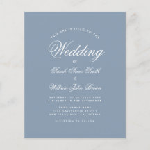 Dusty Blue Calligraphy Budget Hochzeit Einladung