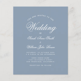 Dusty Blue Calligraphy Budget Hochzeit Einladung