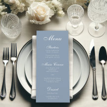Dusty Blue Calligraphy Elegante Script Simple Menu