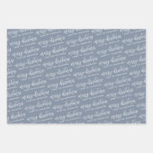 Dusty Blue Calligraphy Frohe Weihnachtsfamilie Geschenkpapier Set (Vorderseite 3)