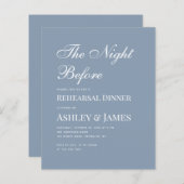Dusty Blue Calligraphy Probe Dinner Einladung (Vorne/Hinten)