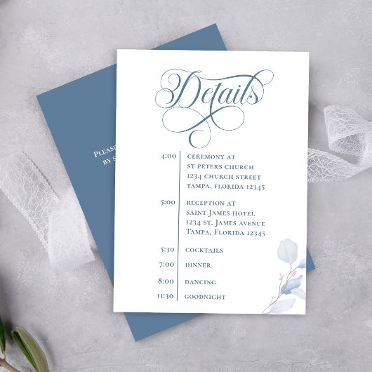 Dusty Blue Calligraphy QR Code Wedding Insert