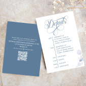 Dusty Blue Calligraphy QR Code Wedding Insert