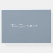 Dusty Blue Calligraphy Script Foto Wedding Gästebuch (Rückseite)