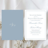 Dusty Blue Calligraphy Script Wedding Einladung