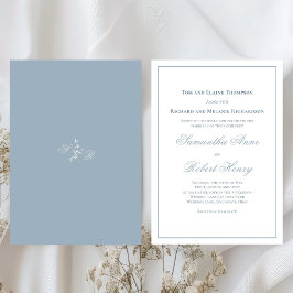 Dusty Blue Calligraphy Script Wedding Einladung