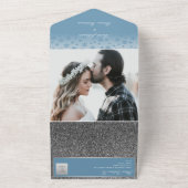 Dusty Blue Calligraphy Wedding All In One Einladung (Außenbereich)