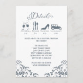 Dusty Blue Calligraphy Wedding Details Elegant Begleitkarte (Vorderseite)