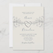 Dusty Blue Calligraphy Wedding Einladung (Vorderseite)