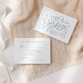 Dusty Blue Calligraphy Wedding Meals RSVP Card